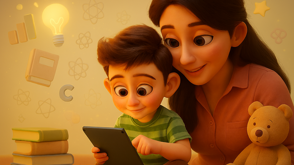 child using screen-time for learning