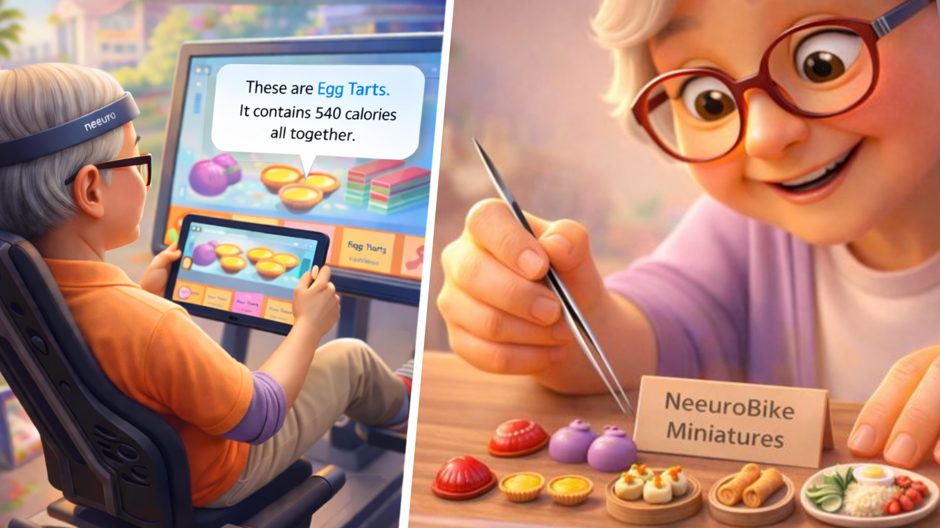 The sight of elderly people aiming for a vibrant life by using exercise bikes or engaging in detailed tasks for brain training