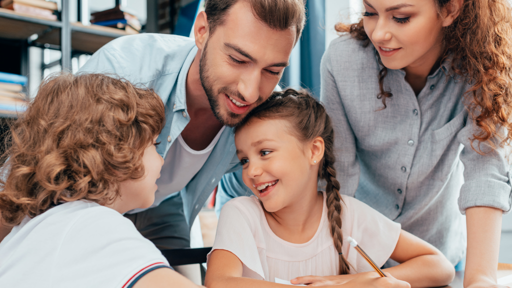 Family enjoying learning together