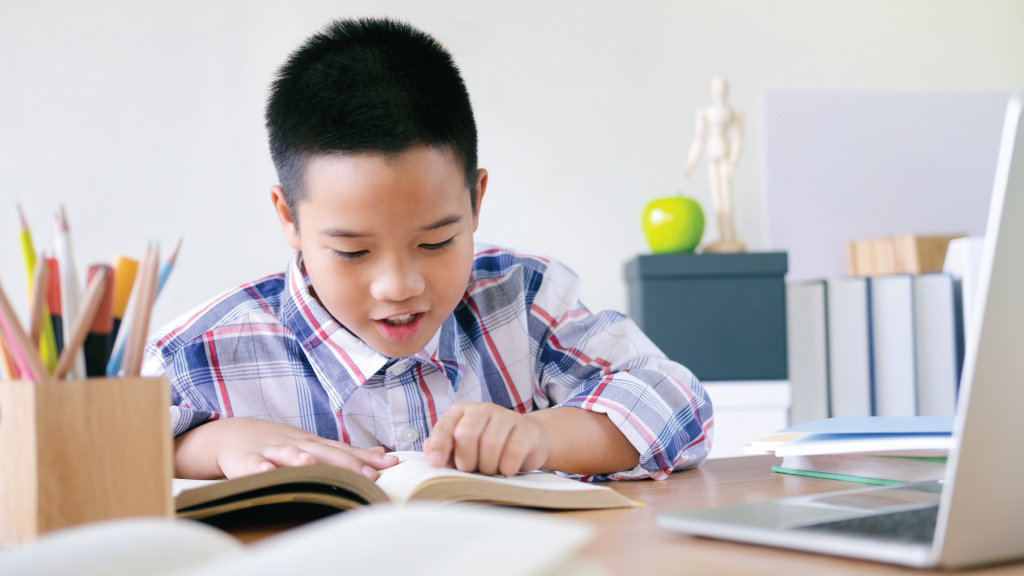 Child reading a book