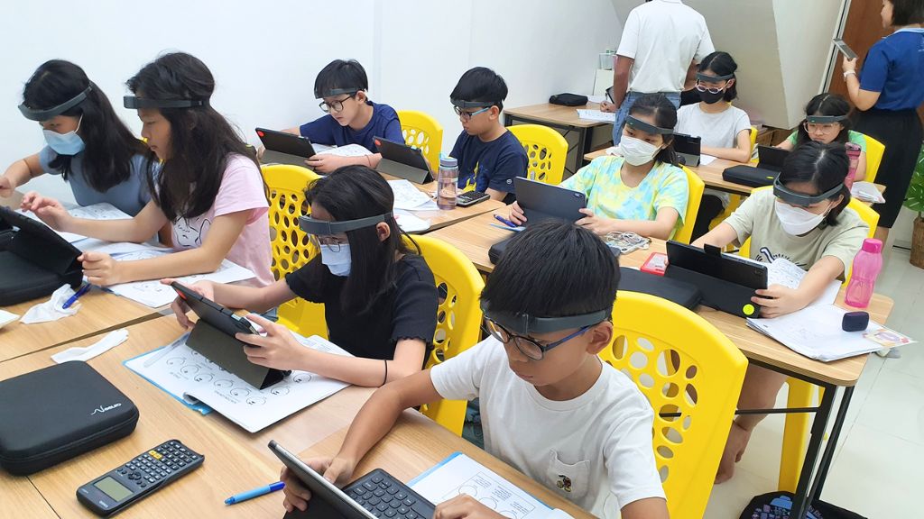 Children doing NeeuroFIT training with SenzeBand at Neurokokoro center  